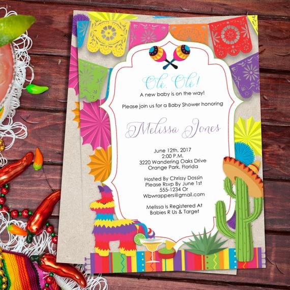 Mexican Party Invite Template Inspirational Baby Shower Fiesta Mexican themed Baby Shower Invitation