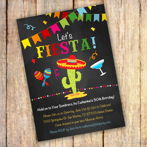 Mexican Party Invite Template Inspirational Mexican Fiesta Birthday Party Invitation Template Edit