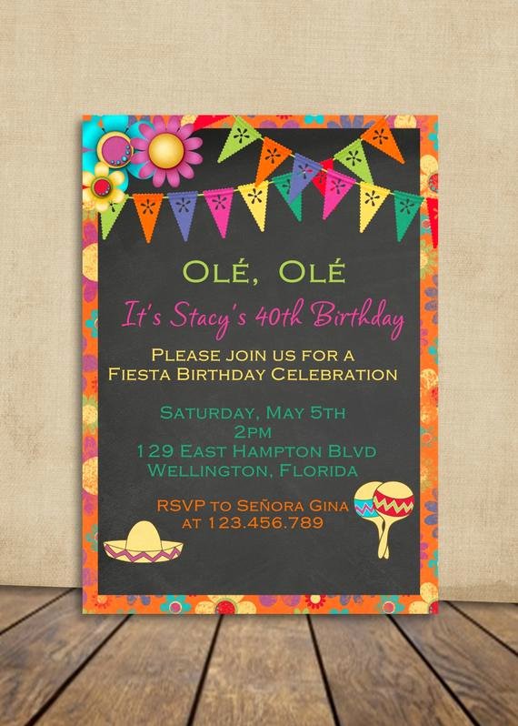 Mexican Party Invite Template Lovely Fiesta Birthday Invitation Mexican Fiesta Party Invite