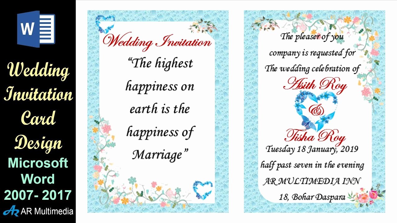 Microsoft Office Wedding Invitation Template Beautiful Ms Word Tutorial Professional Wedding Invitation Card