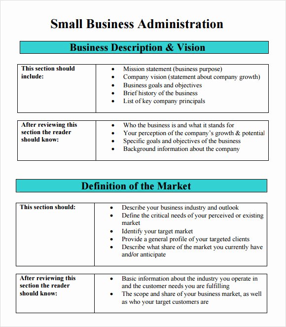 Mini Business Plan Template Beautiful Free 8 Sample Sba Business Plan Templates In Pdf
