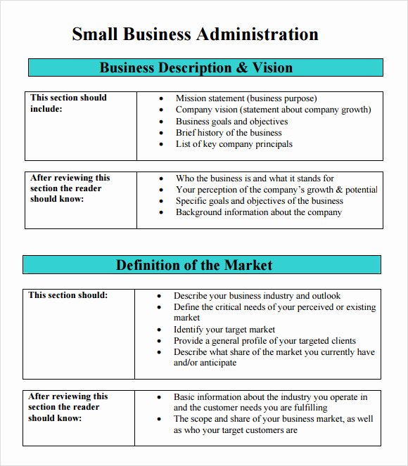 Mini Business Plan Template Beautiful Free 8 Sample Sba Business Plan Templates In Pdf