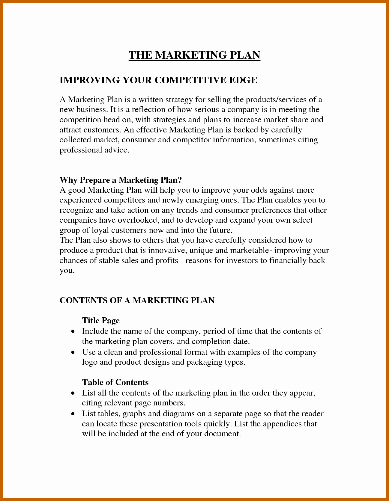 Mini Business Plan Template Luxury 3 4 Example Of A Marketing Plan