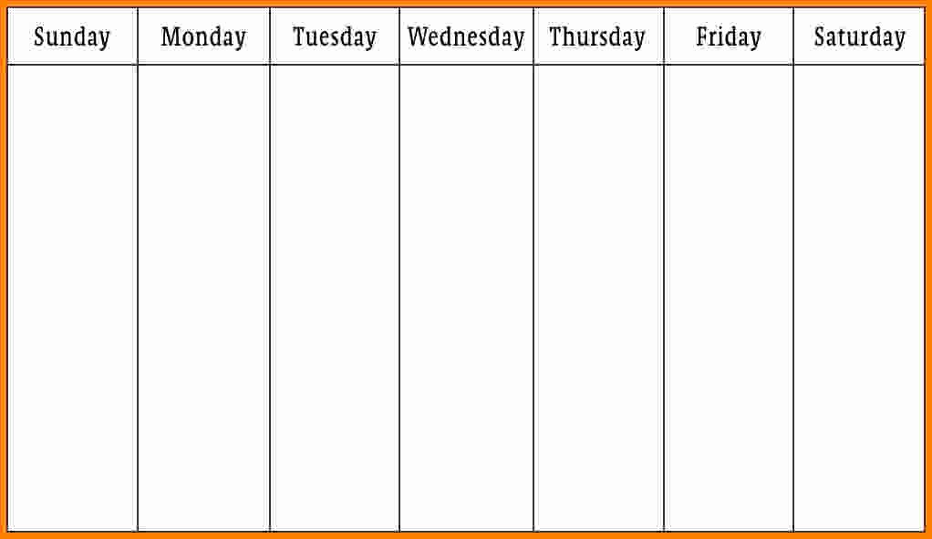 Monday Through Sunday Schedule Template Fresh 10 Monday Thru Friday