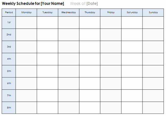 Monday Through Sunday Schedule Template Inspirational Weekly Calendar Template Plan Daily or Weekly Tasks