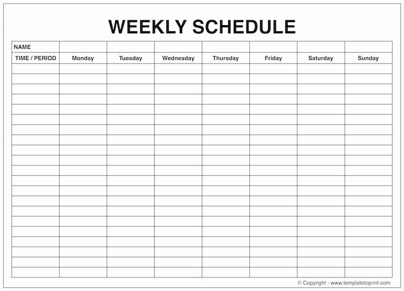 Monday Through Sunday Schedule Template Lovely Weekly Calendar Maker – Calendar Template Excel