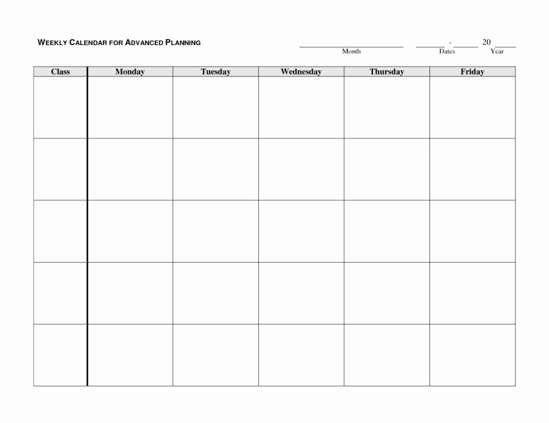 Monday to Friday Schedule Template Beautiful Printable Blank Calendars Starting with Monday Free