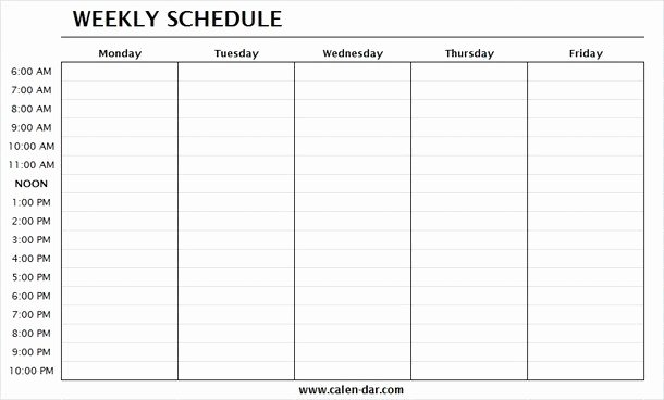 Monday to Friday Schedule Template Luxury Printable Employee Schedule