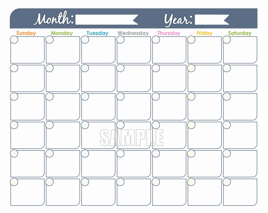 Monthly Calendar Schedule Template Fresh Monthly Calendar Printable Undated Editable Family