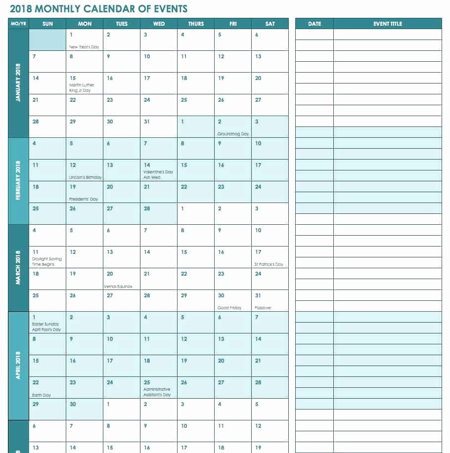 Monthly Calendar Schedule Template Unique 15 Free Monthly Calendar Templates