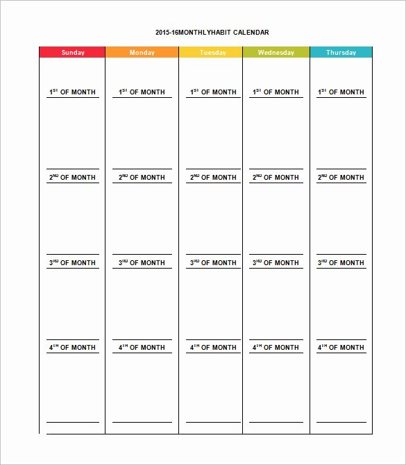 Monthly Calendar Schedule Template Unique Monthly Schedule Template 16 Free Excel Pdf Documents