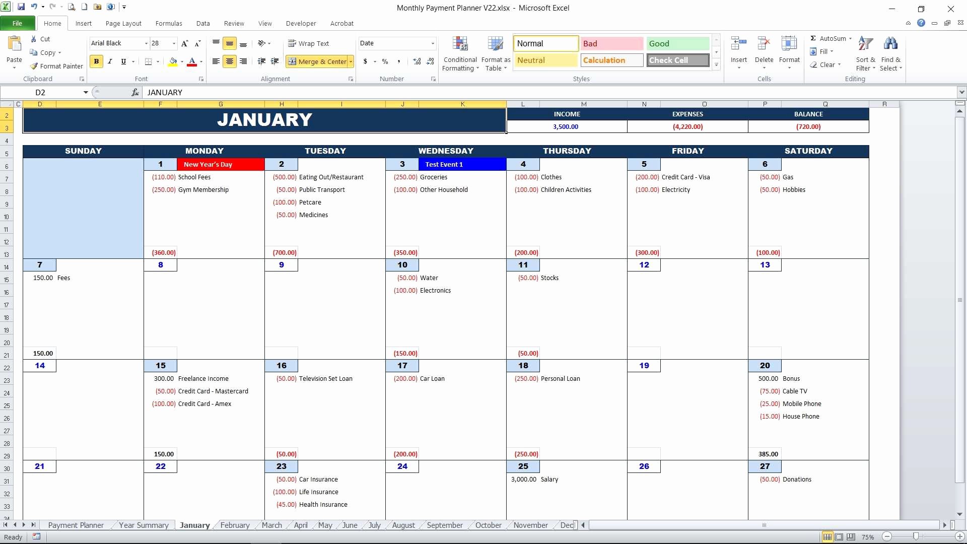 Monthly Payment Schedule Template Beautiful Bill Payment Calendar