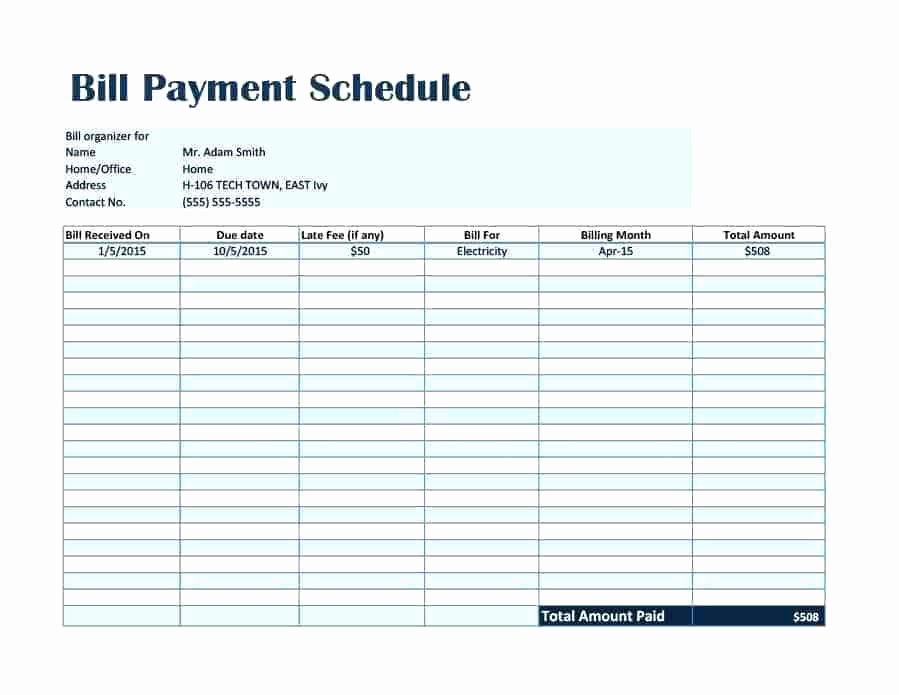 Monthly Payment Schedule Template Beautiful Payment Schedule Template Free – Neerja