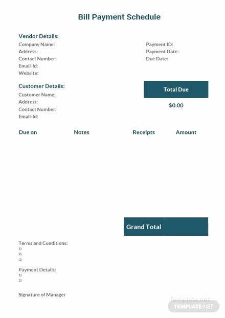 Monthly Payment Schedule Template Lovely Monthly Payment Schedule Template In Microsoft Word Excel