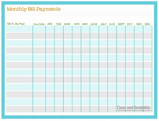 Monthly Payment Schedule Template New How to organize Paperwork and Bills Clean and Scentsible