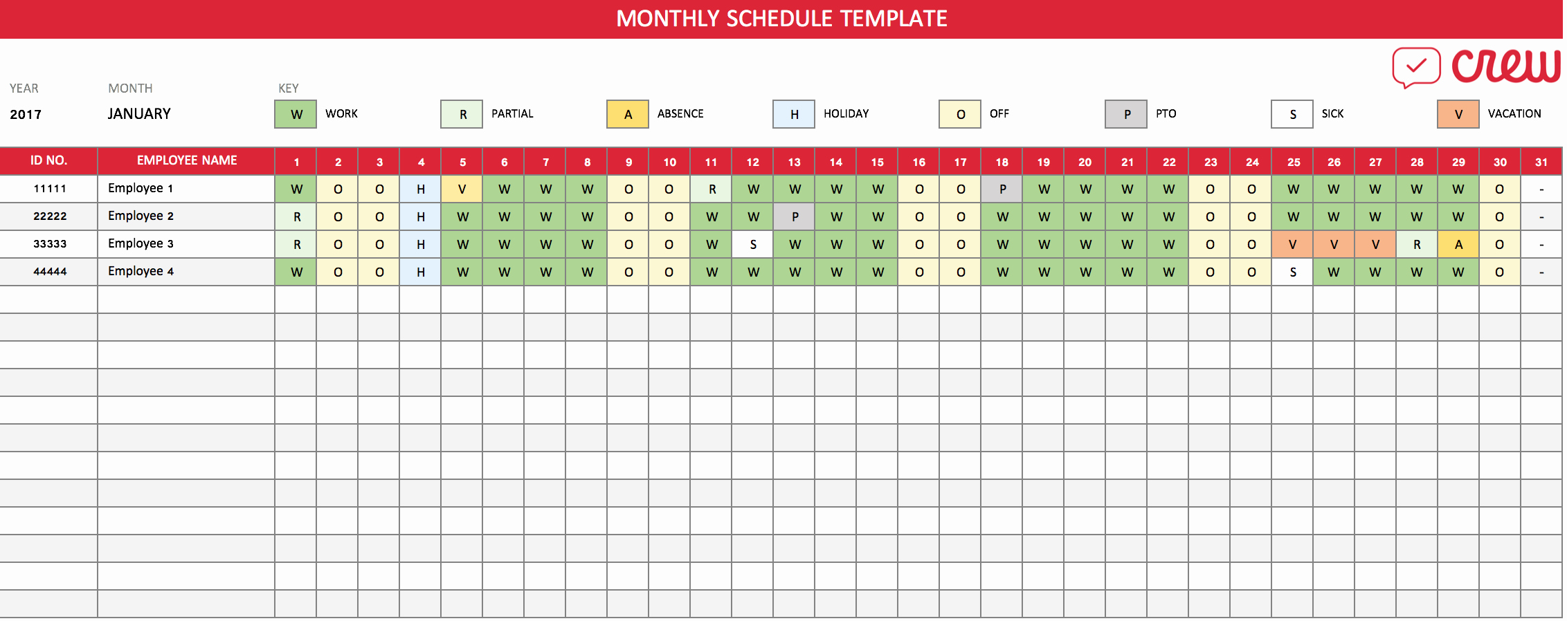 Monthly Schedule Template Excel New Free Monthly Work Schedule Template Crew