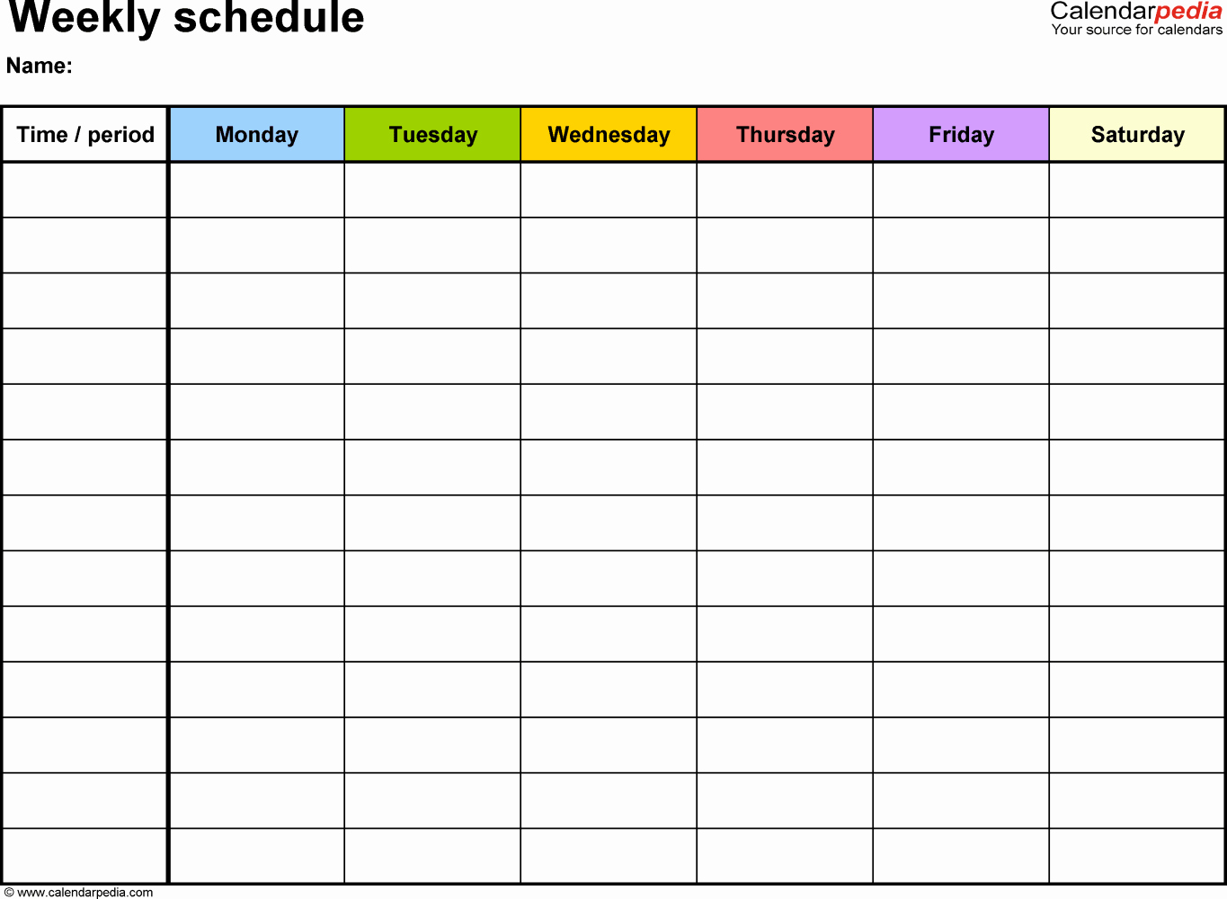 Monthly Schedule Template Excel New Free Weekly Schedule Templates for Excel 18 Templates