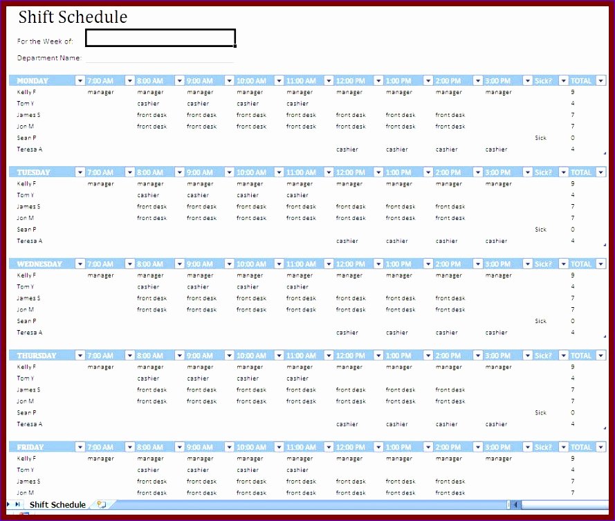 Monthly Shift Schedule Template Best Of 8 Monthly Employee Work Schedule Template Excel