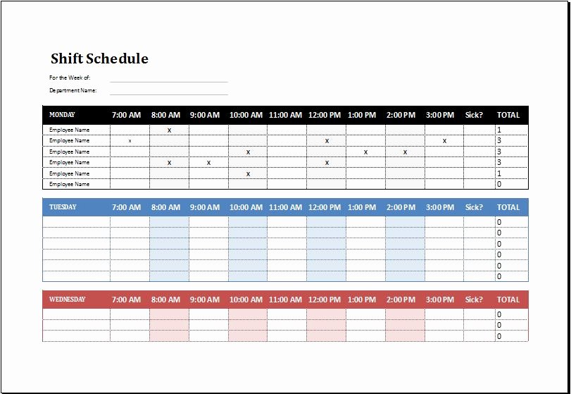 Monthly Shift Schedule Template Lovely Employee Shift Schedule Template Ms Excel