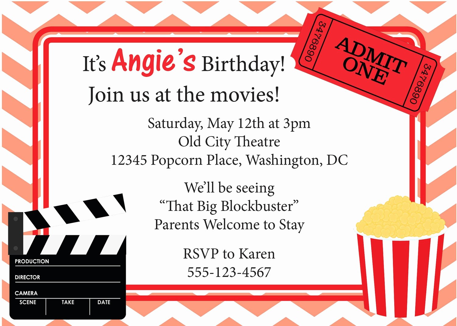 Movie Party Invitations Template Awesome Free Movie Ticket Invitation Template Free Excel Template