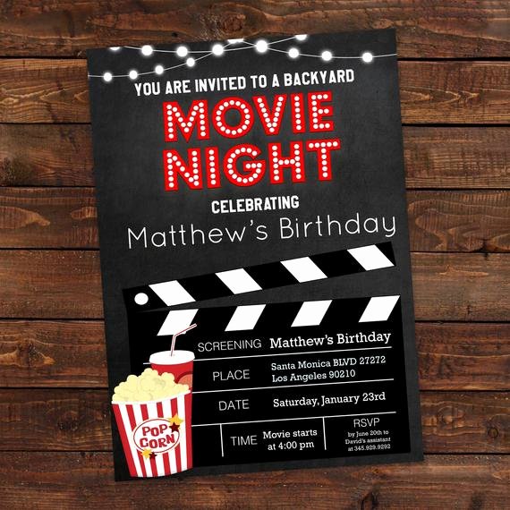 Movie Party Invitations Template Awesome Printable Backyard Movie Night Party Invitation Movie Night