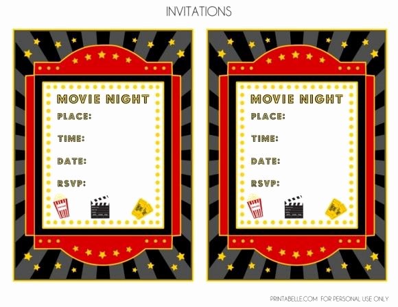 Movie Party Invitations Template Beautiful Free Movie Night Party Printables