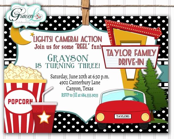 Movie Party Invitations Template Best Of Drive In Movie Invitation Outdoor Movie Party Invitation