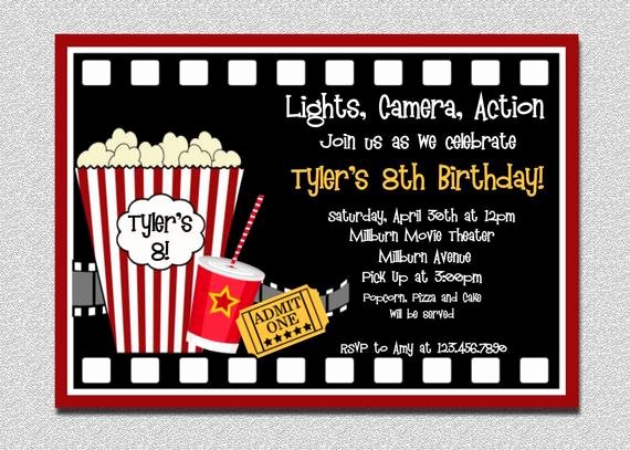 Movie Party Invitations Template Elegant Movie Birthday Invitation Movie Night Birthday Party