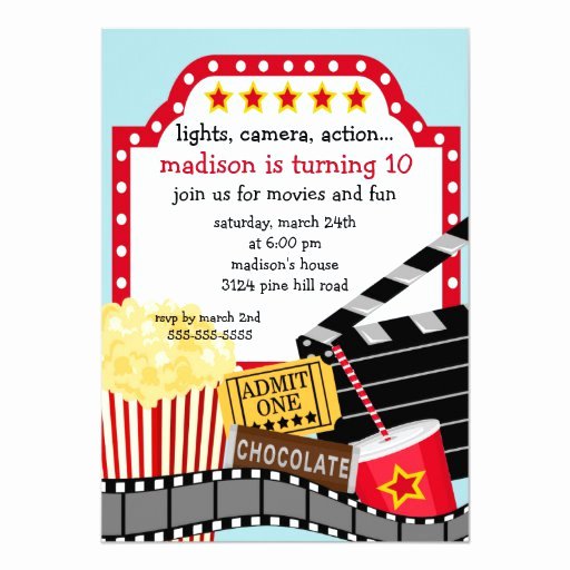 Movie Party Invitations Template Luxury Movie Birthday Party Invitation