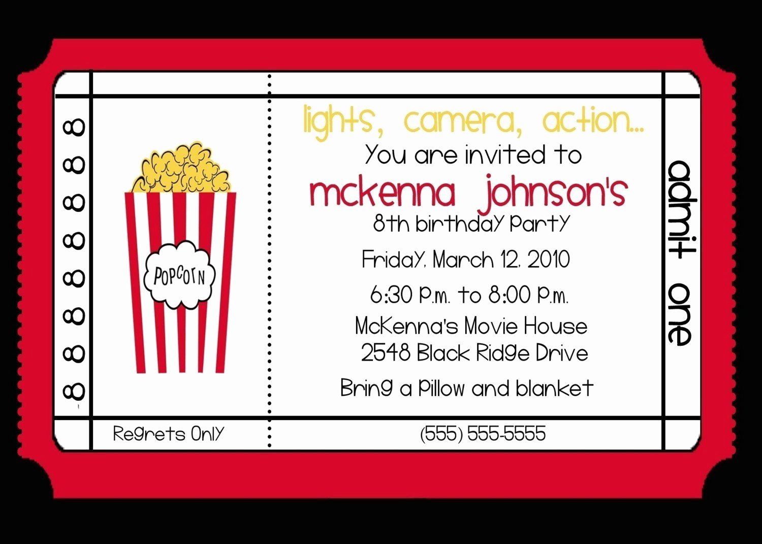 Movie Party Invitations Template Luxury Movie theater Birthday Party Invitation by Nattysuedesigns1