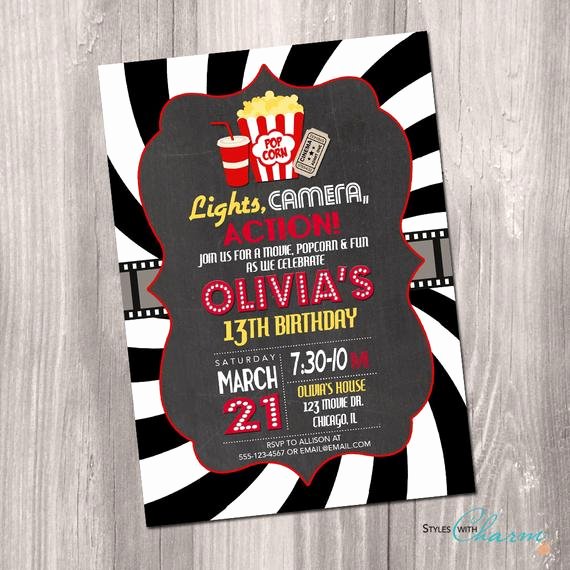 Movie Party Invitations Template New Movie Party Invitation Movie Night Birthday Invitation