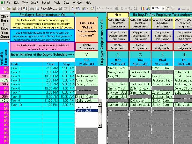 Multiple Employee Schedule Template Beautiful assign Multiple Daily Tasks to 20 People 7 8 Download