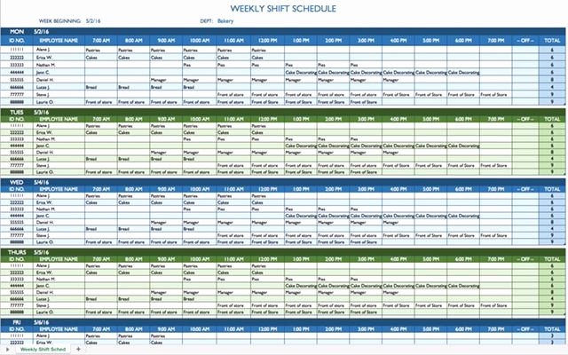 Multiple Employee Schedule Template Fresh Employee Shift Schedule Template