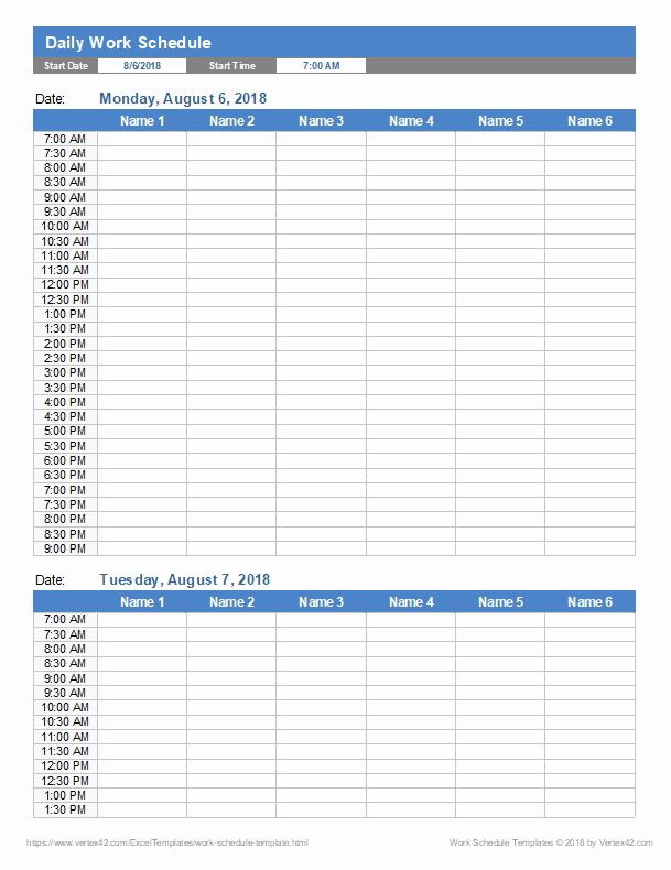 Multiple Employee Schedule Template Unique Work Schedule Template for Excel