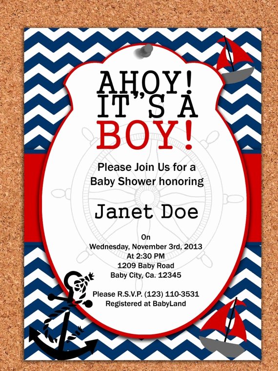 Nautical Invitation Template Free Awesome Printable Invitation Nautical Baby Shower by atomdesign On