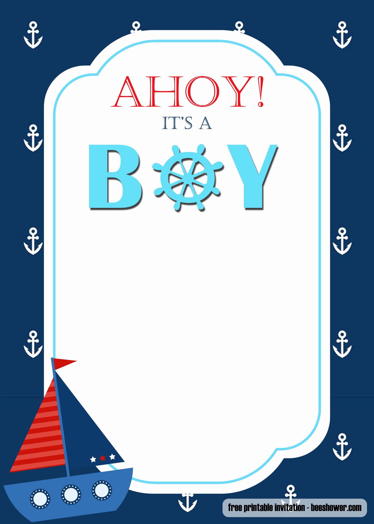 Nautical Invitation Template Free Luxury Free Nautical themed Baby Shower Invitations Templates