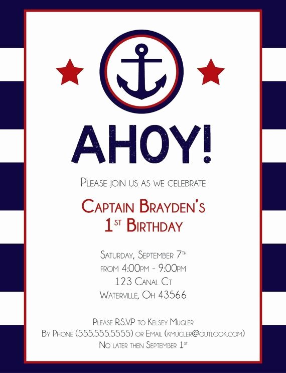 Nautical Invitation Template Free New Nautical Birthday Invitation