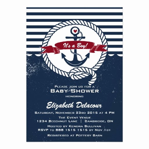 Nautical Invitation Template Free New Navy &amp; Red Rustic Nautical Baby Shower Invitation 5&quot; X 7