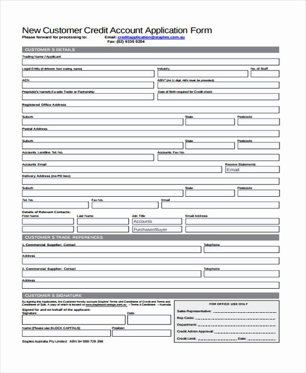 New Customer form Template Free Awesome Free 15 Credit Application form Templates