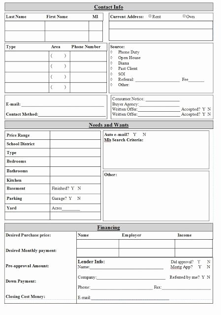 New Customer form Template Free Elegant Realestate Client Information Template