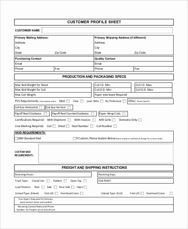 New Customer form Template Free Elegant Sample Customer Profile 8 Examples In Pdf