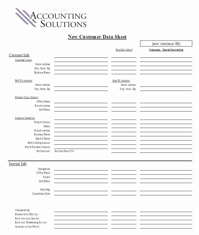 New Customer form Template Free Lovely New Customer Information Template