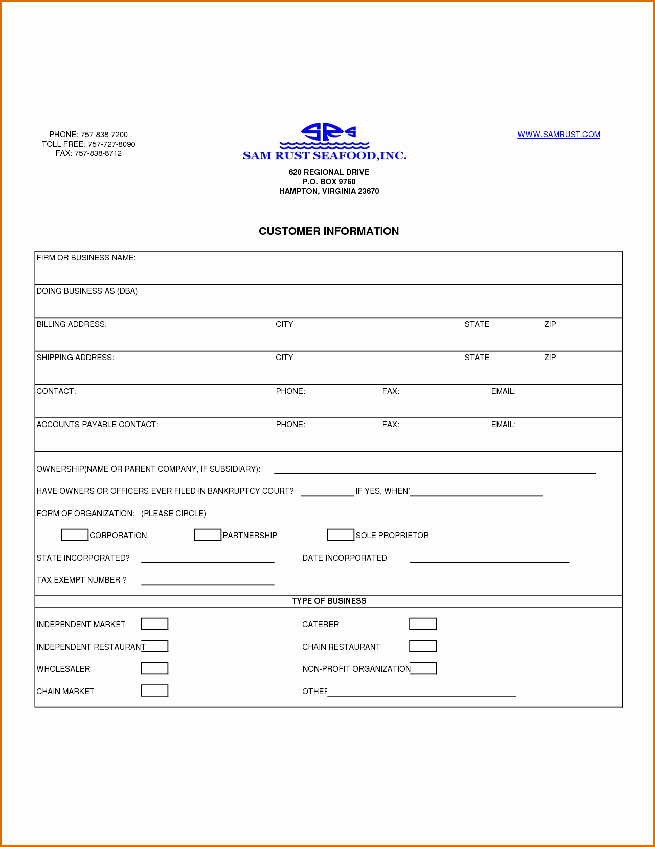 New Customer form Template Free New 13 Customer Information form Template