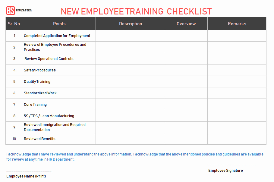 New Hire Training Plan Template Beautiful Employee Training Checklist Template for Excel &amp; Word