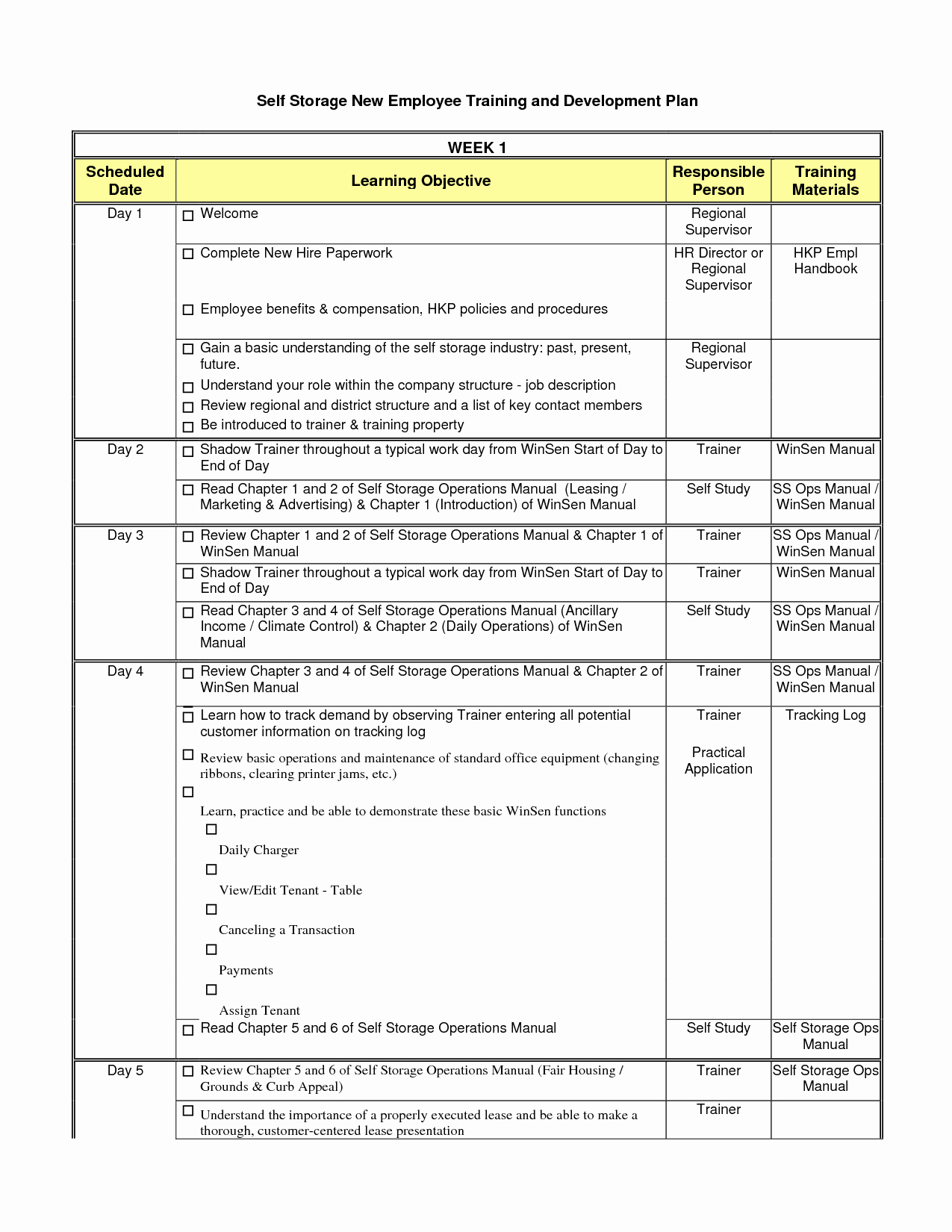 employee training plan template