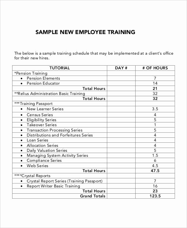 New Hire Training Plan Template Fresh 6 Employee Training Plan Templates Free Samples