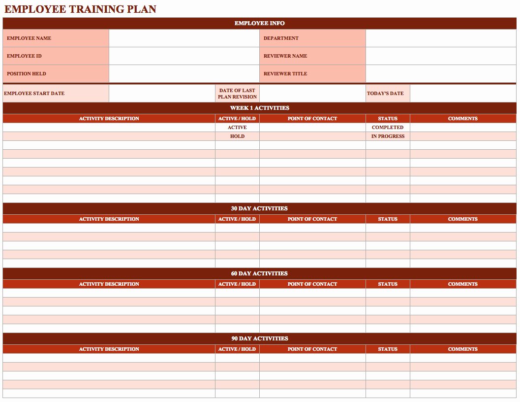 New Hire Training Plan Template Inspirational Employee Training Schedule Template In Ms Excel Excel