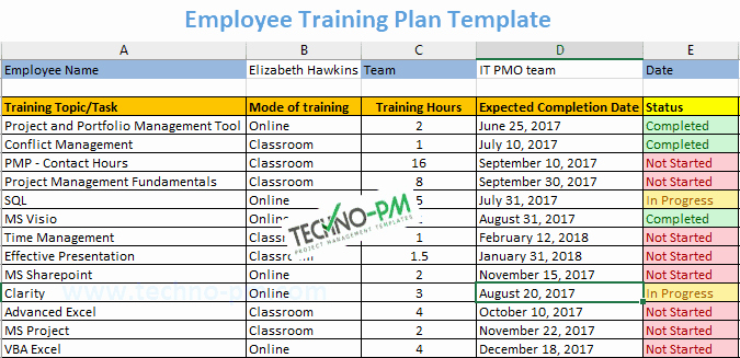 New Hire Training Plan Template Lovely Employee Training Plan Excel Template Download Project