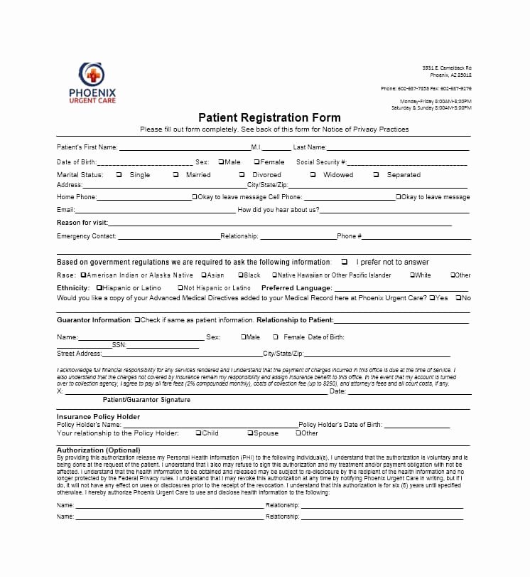 New Patient form Template Awesome 44 New Patient Registration form Templates Printable