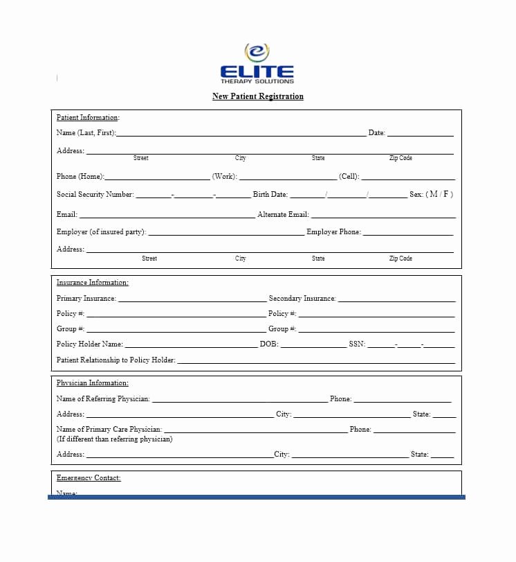 New Patient form Template Beautiful 44 New Patient Registration form Templates Printable